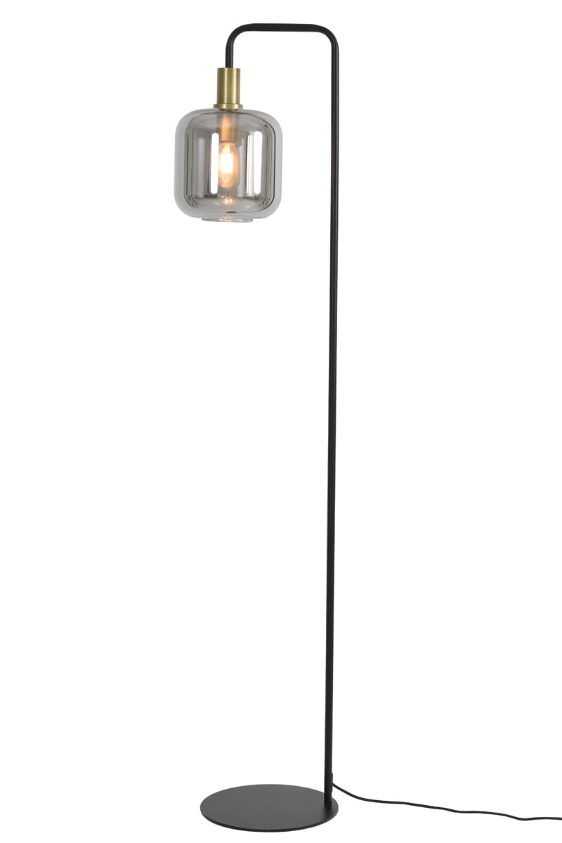 Vloerlamp LEKAR antiek brons + smoke glas