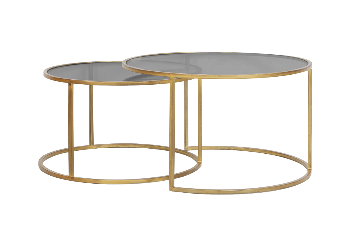 Salontafel set van 2 DUARTE smoke + goud