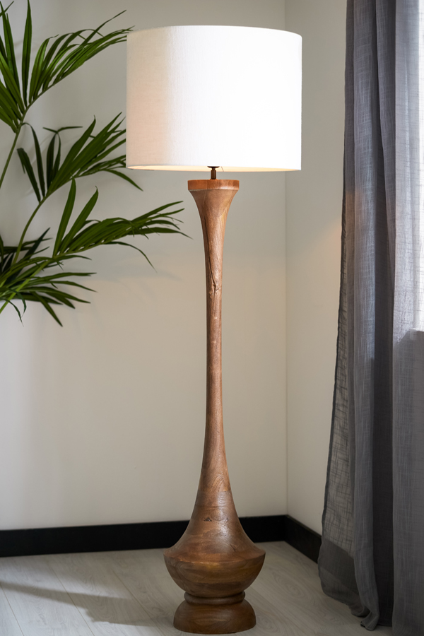 Vloerlamp NICOLO hout mat bruin