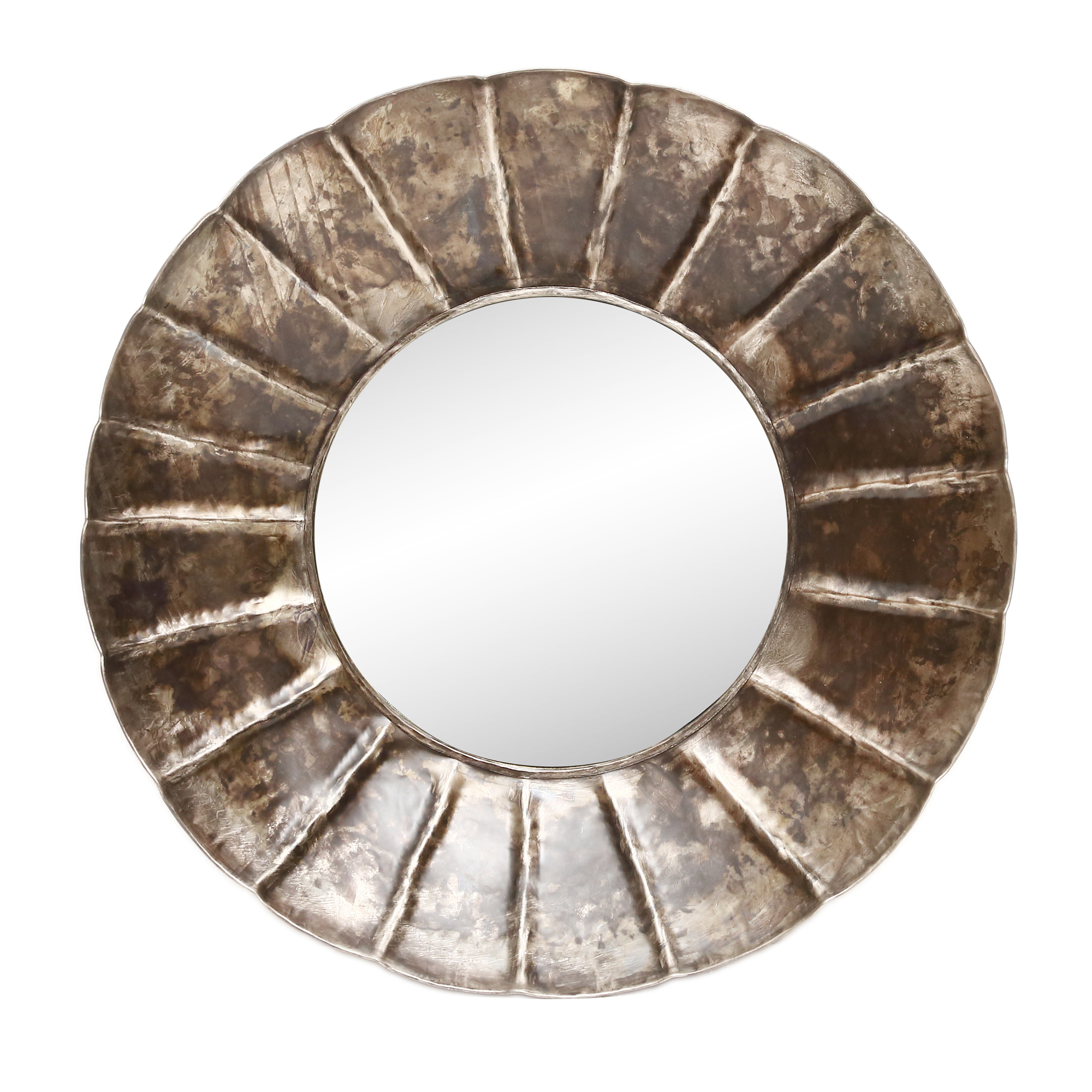 PTMD Naomy Nickel antique iron mirror round ribbed