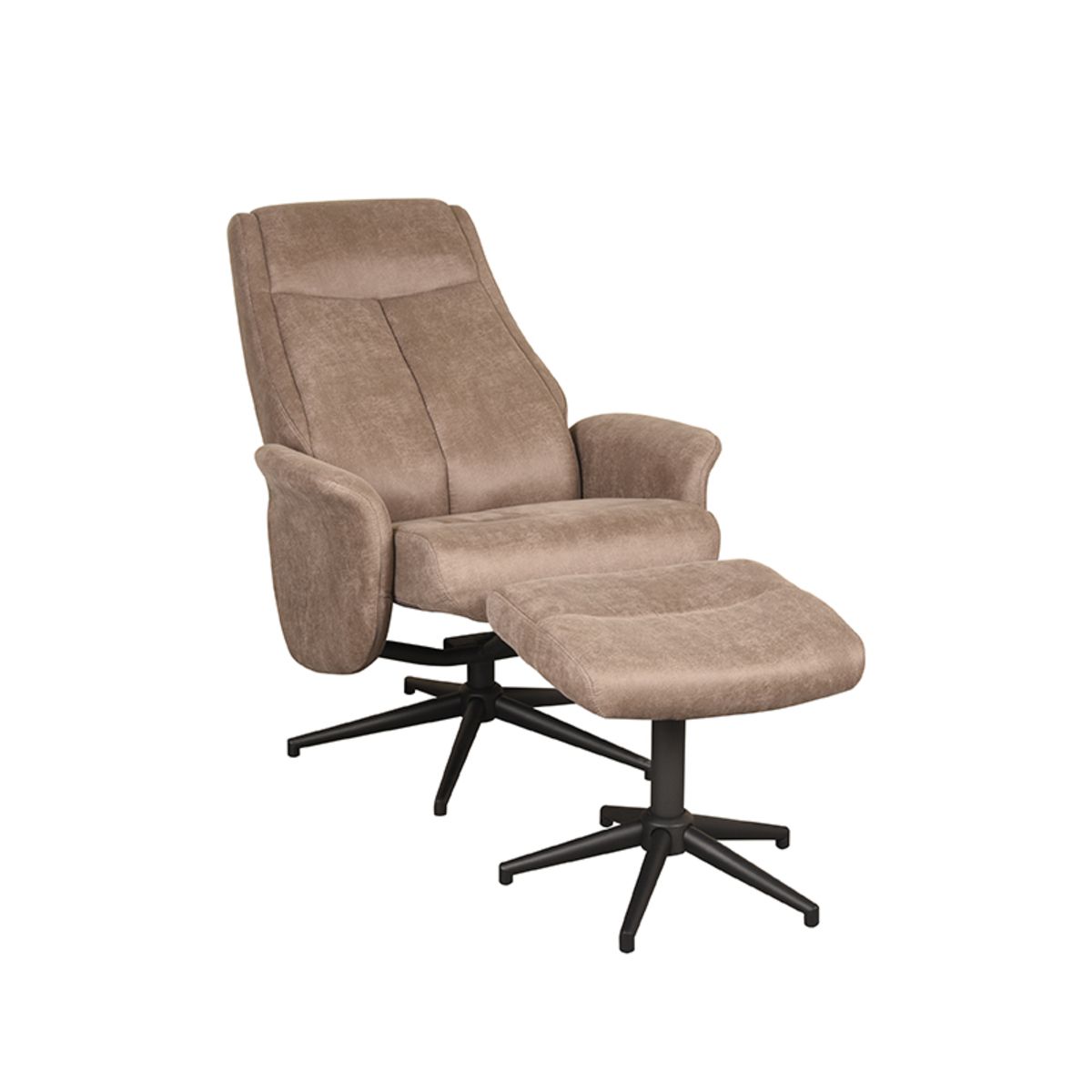 Fauteuil Bergen Met Voetenbank Micro Suede Taupe