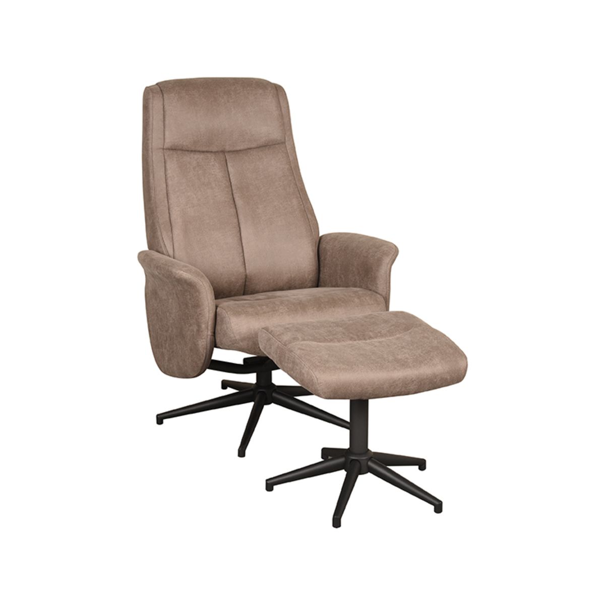 Fauteuil Bergen Met Voetenbank Micro Suede Taupe