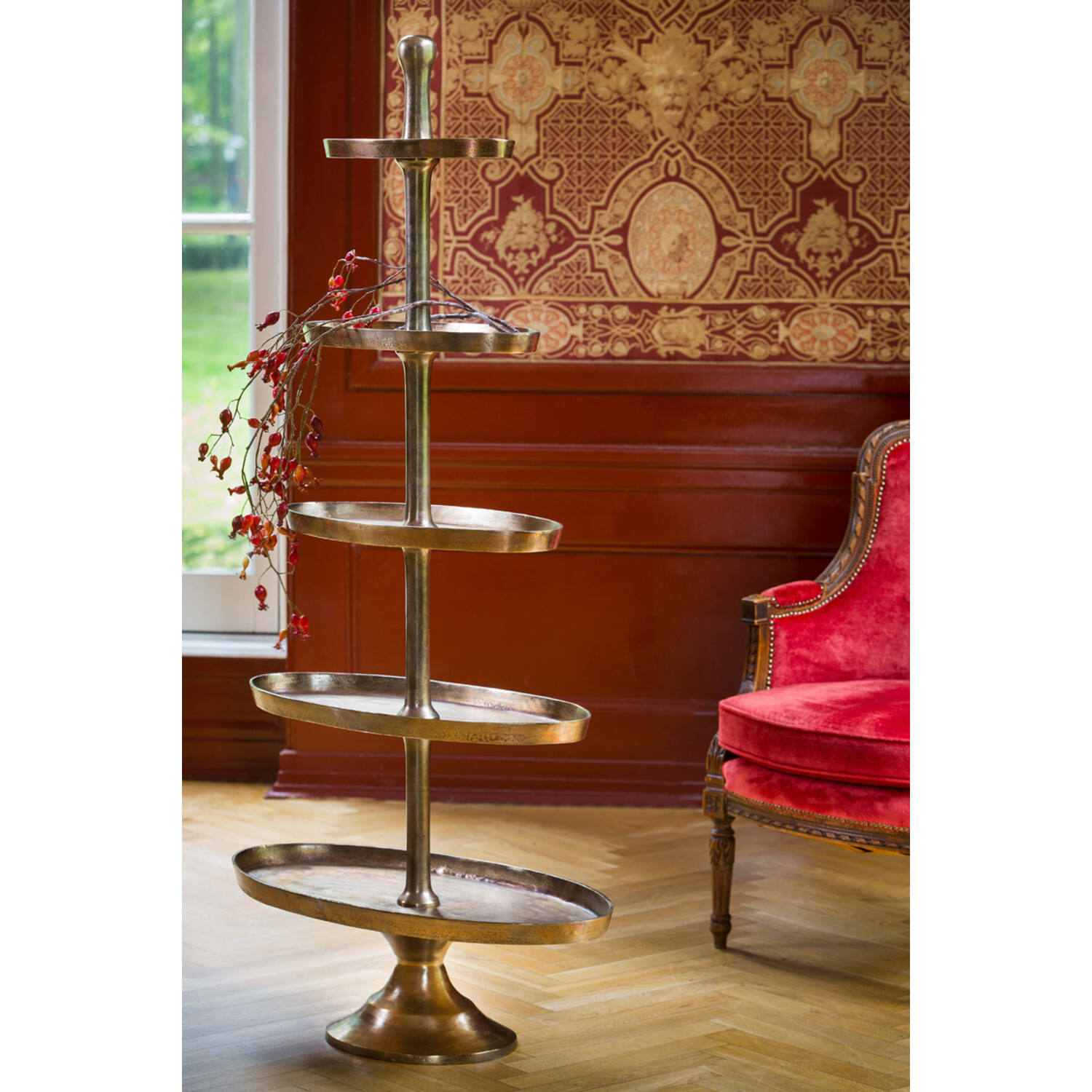 Etagere 5 laags ovaal PRATO antiek brons